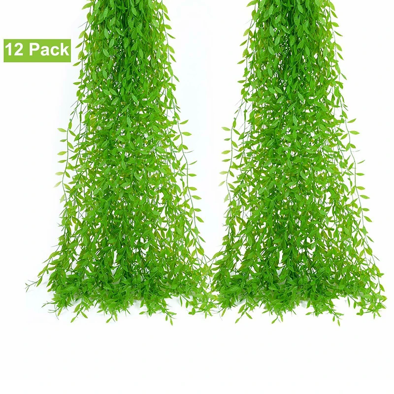 12x Artificial Vines 41.34in Faux Hanging Willow Leaves Home Party Wall Decor | Дом и сад