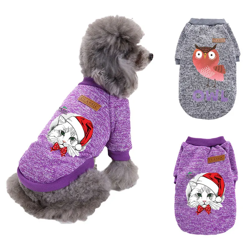 

Xmas Print Dog Sweater Knit Pet Clothes Christmas Hoodies Costume Cosplay For Small and Medium Dogs Chihuahua Bulldog Warm Vest