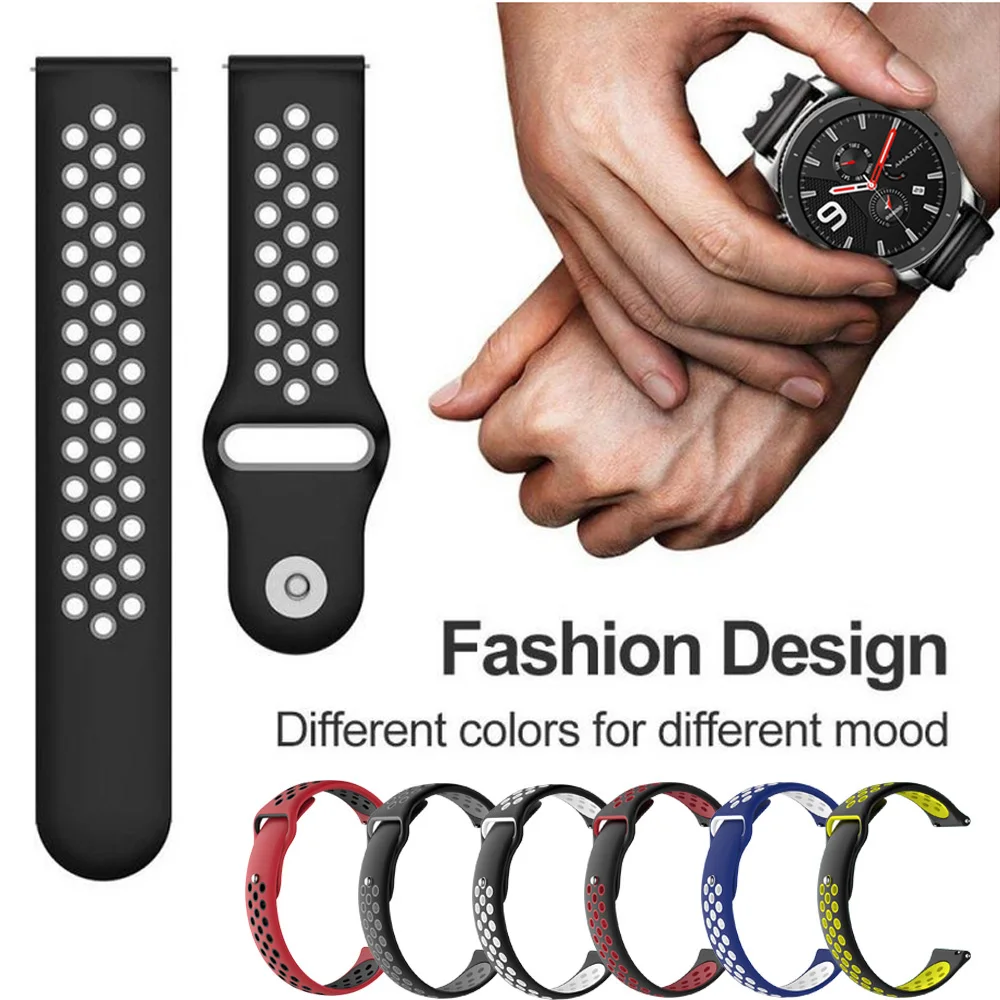22MM Watchband Strap For Huami Amazfit GTR 47mm Breathable Sport Watch Silicone Soft Smart Bracelet 2 2S | Наручные часы