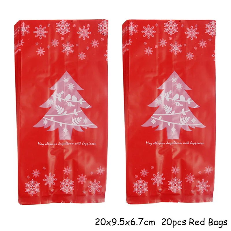 20pcs Red Bags Рождественская коробка для конфет Рождественская вечеринка мешок для печенья Подарочная коробка Рождественские украшения для дома упаковочные коробки Navida Natal украшение - Цвет: 20pcs Red Bags