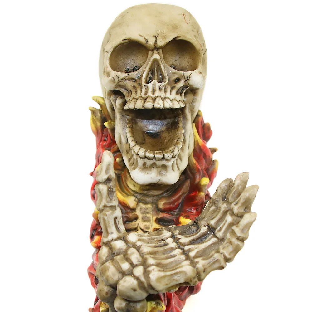 Пламенный Скелет Статуэтка-череп и держатель для винных бутылок злой череп рост
