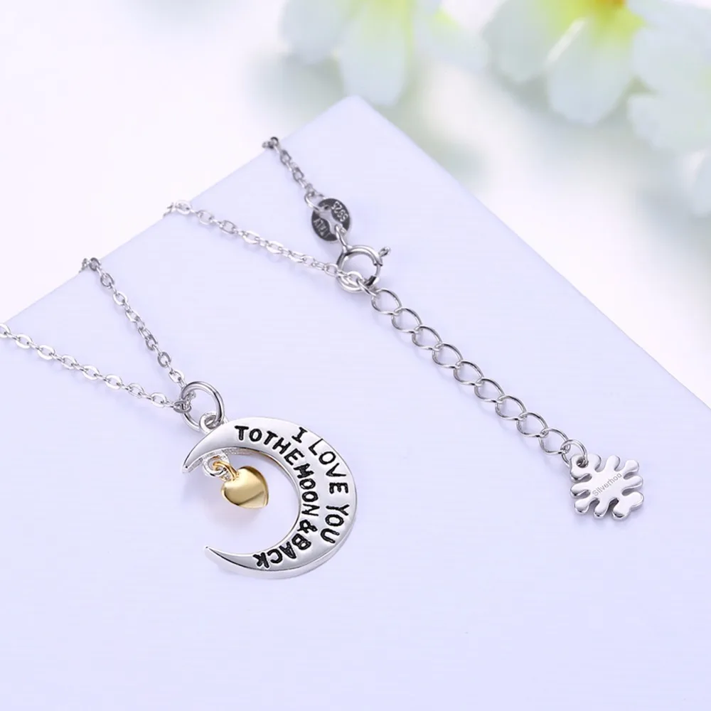 Lekani Moon And Back Trendy Design Gold Heart Pendant Necklace 925 Sterling Silver Fine Jewelry For Women Collares | Украшения и