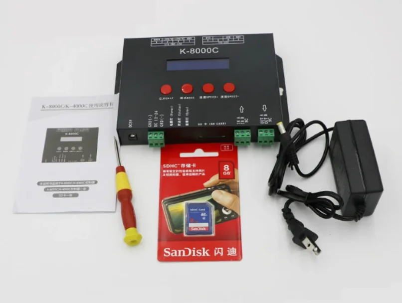 K-8000C программируемый DMX/SPI SD карты светодиодный контроллер пикселей off-lineDC5-24V для