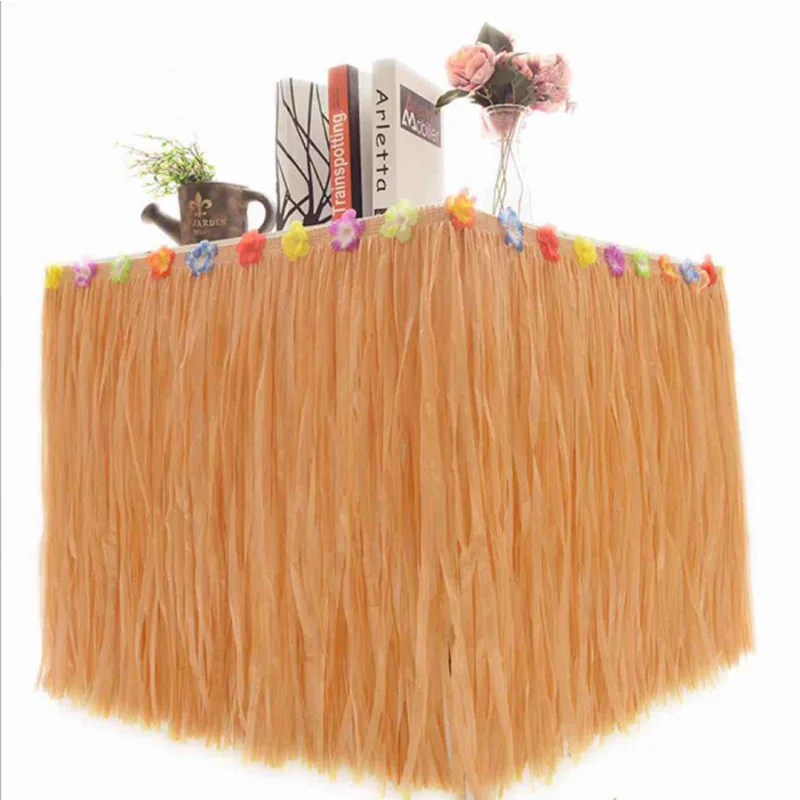 

Hawaiian table skirt DIY 580cm Grass Skirt Beach Wedding Party Holiday Decoration Tablecloth Halloween Christmas Decor Supplies
