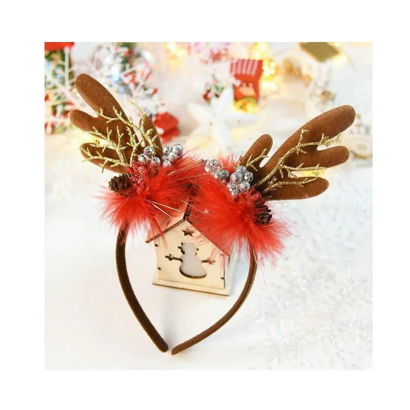Повязка на голову с оленями и перьями для девочек |