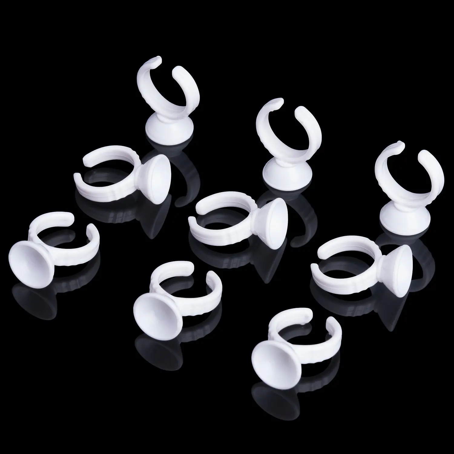 

1000pcs Disposable Glue Ring White Plastic Glue Ring Holder Eyelash Extension Tools Accessories