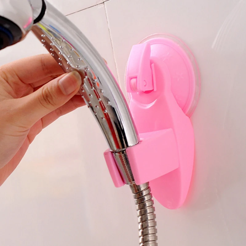 punch free pp adjustable nozzle base shower head mounting brackets strong sucker faucet fixed holder bathroom supplies free global shipping