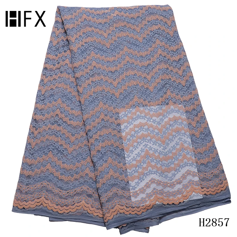 

HFX African Lace Fabric 2019 High Quality Lace blue Net Lace Fabric Embroidered Tulle Mesh French Lace for wedding dress H2857