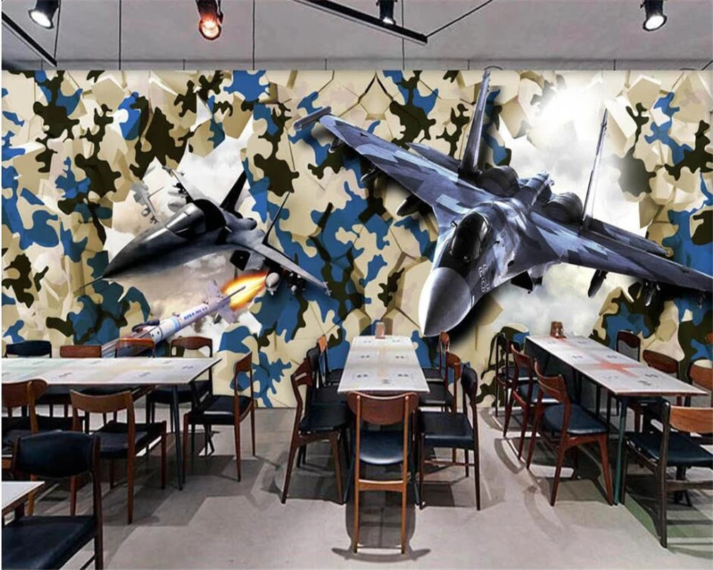 

beibehang papel de parede 3d Custom fashion wallpaper airplane broken wall bar restaurant background wallpaper home decoration