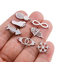 5pcs lot stainless steel snowflake moon connector charm pendant for diy bracelet earring jewelry making supplies wholesale