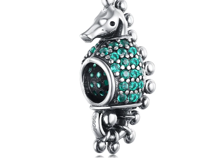 JewelryPalace 925 пробы серебро зеленым фианитом морской конек Шарм бисер Fit Браслеты Новая горячая Распродажа для Для женщин