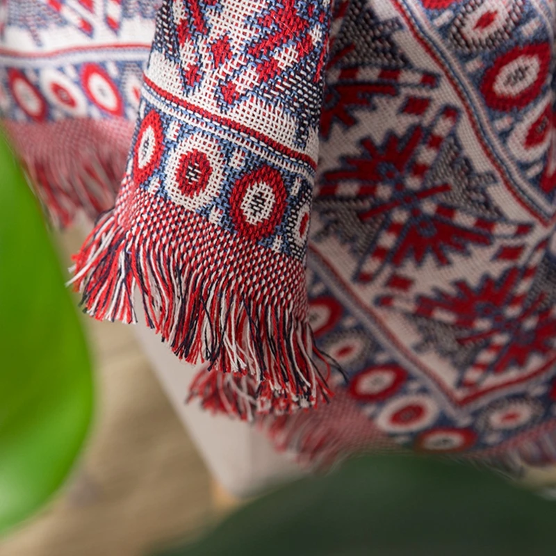 Вязаные одеяла в персидском стиле для дивана Этнические красные геометрические