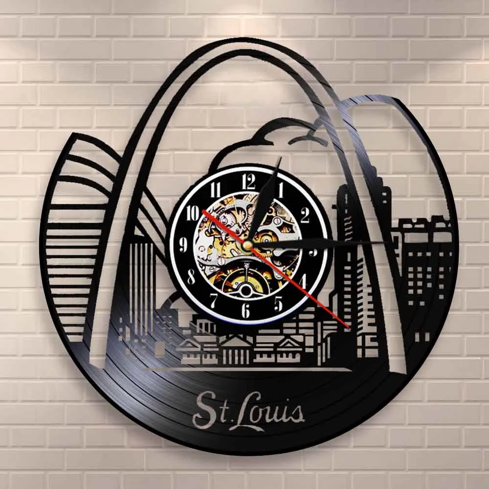 Настенные часы с виниловой пластиной St. Louis Skyline современное винтажное