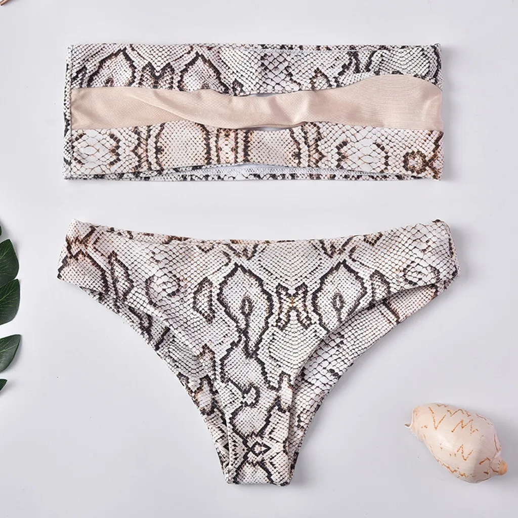 2020 сексуальный купальник Женский бандажный из двух частей топ-бикини со змеиным