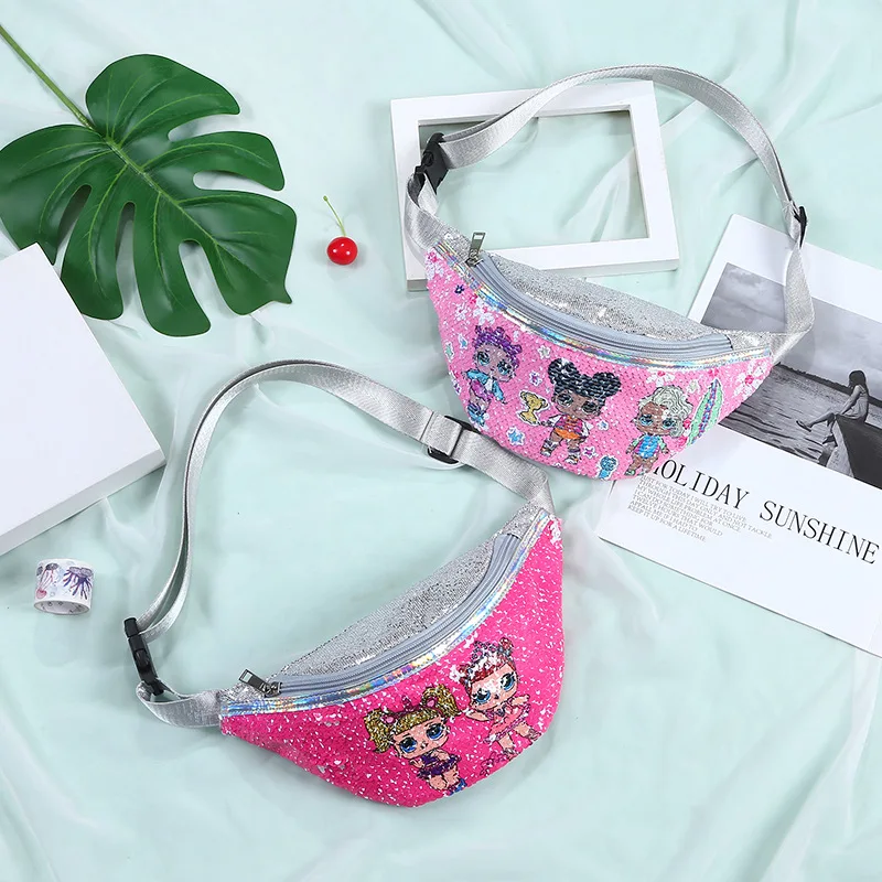 

Забавная детская поясная сумка LOL Surprise Dolls, модные сумки через плечо Lol с блестками для девочек, детская поясная мини-сумка, забавная сумка