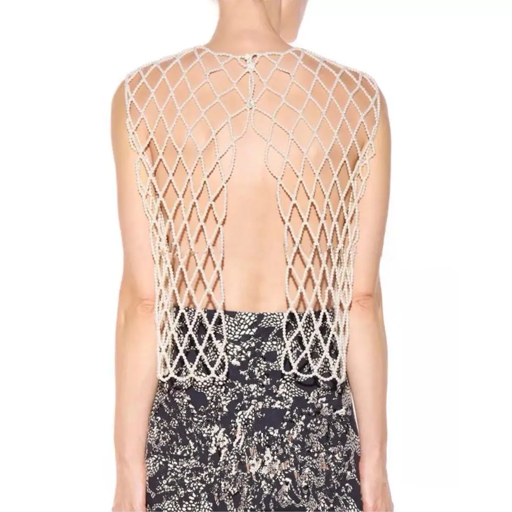 Женский топ с бусинами WHITNEY WANG летний жемчужинами ручной работы в уличном стиле