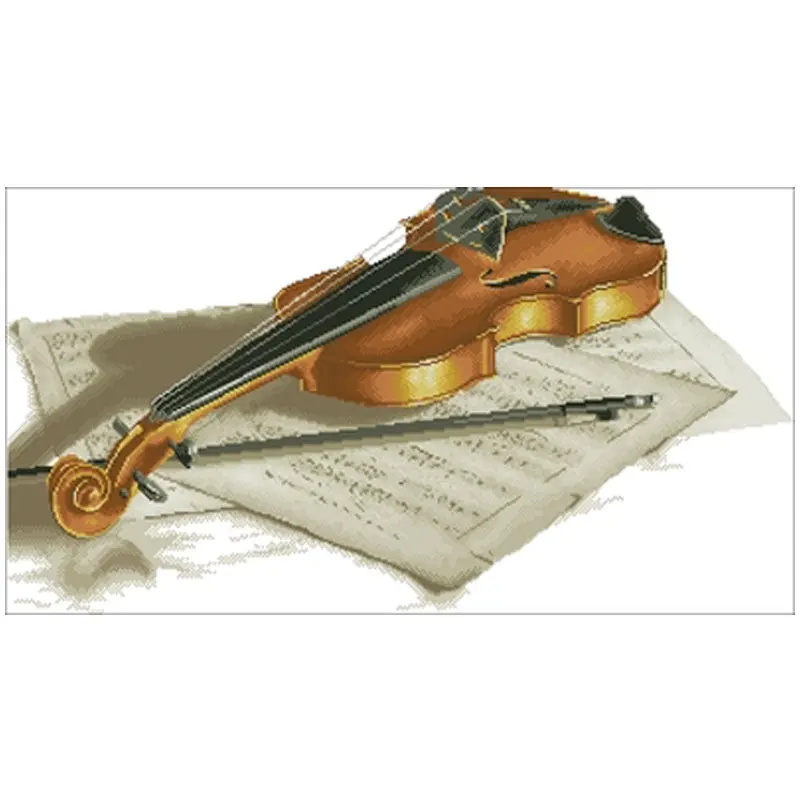 

Violin and sheet music Patterns Counted Cross Stitch 11CT 14CT 18CT DIY Cross Stitch Kits Embroidery Needlework Sets home decor