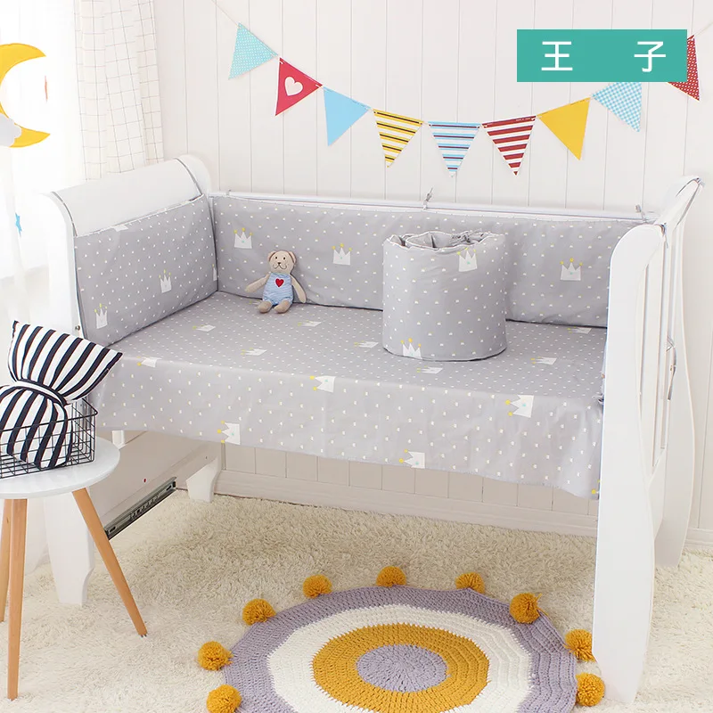 5pcs set-5 4 шт. Бамперы для кроватки+ простыня из хлопка с мультяшным принтом, детская защита для кроватки, постельные принадлежности для младенцев, Детский Комплект постельного белья, декор для комнаты - Цвет: 5pcs set-5