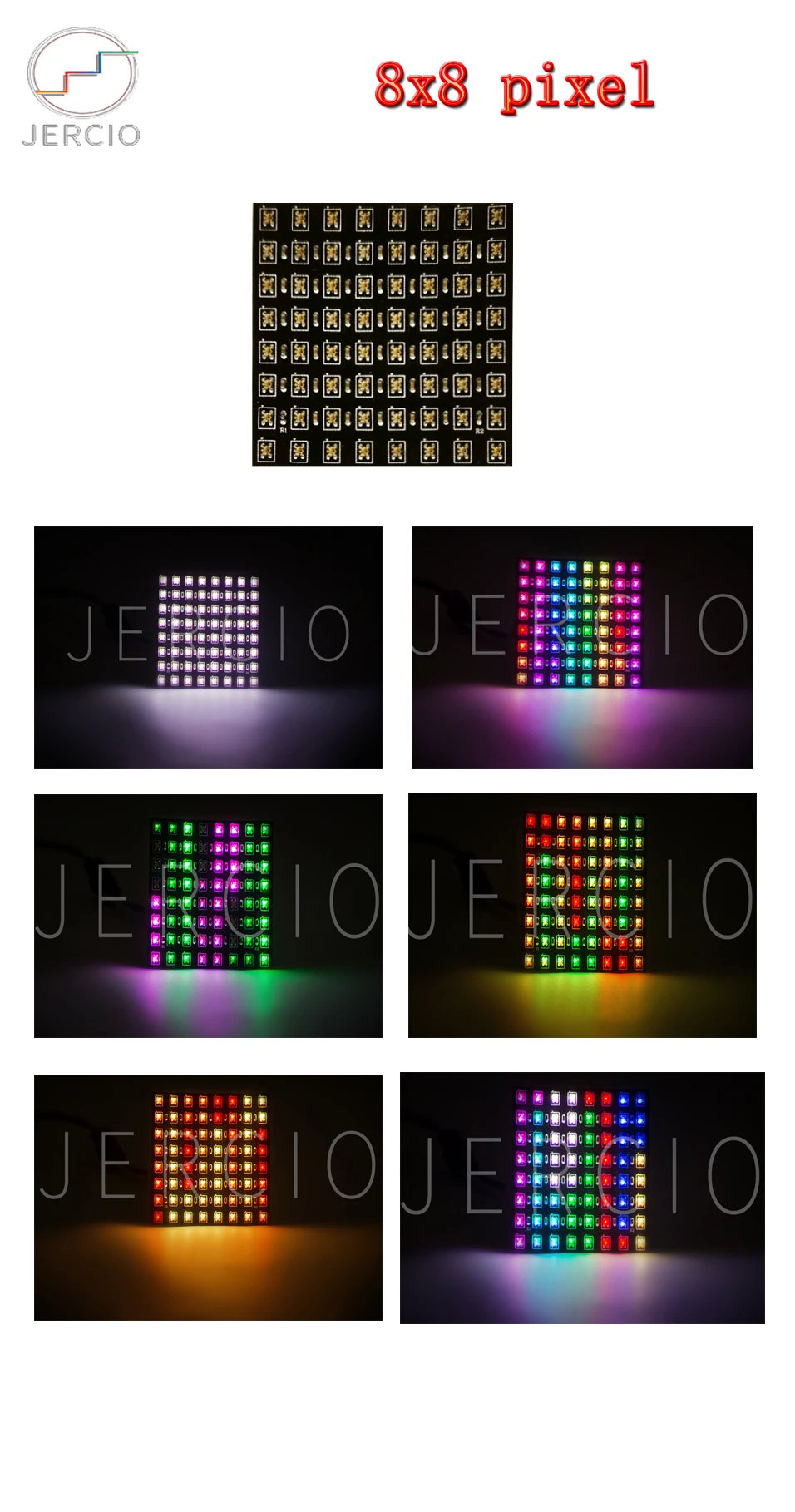 JERCIO 8X8 сменный ЖК-экран панель WS2812B SK6812 RGB DC5v SK6812 микросхема цифровой светодиодный программируемый индивидуально адресуемый