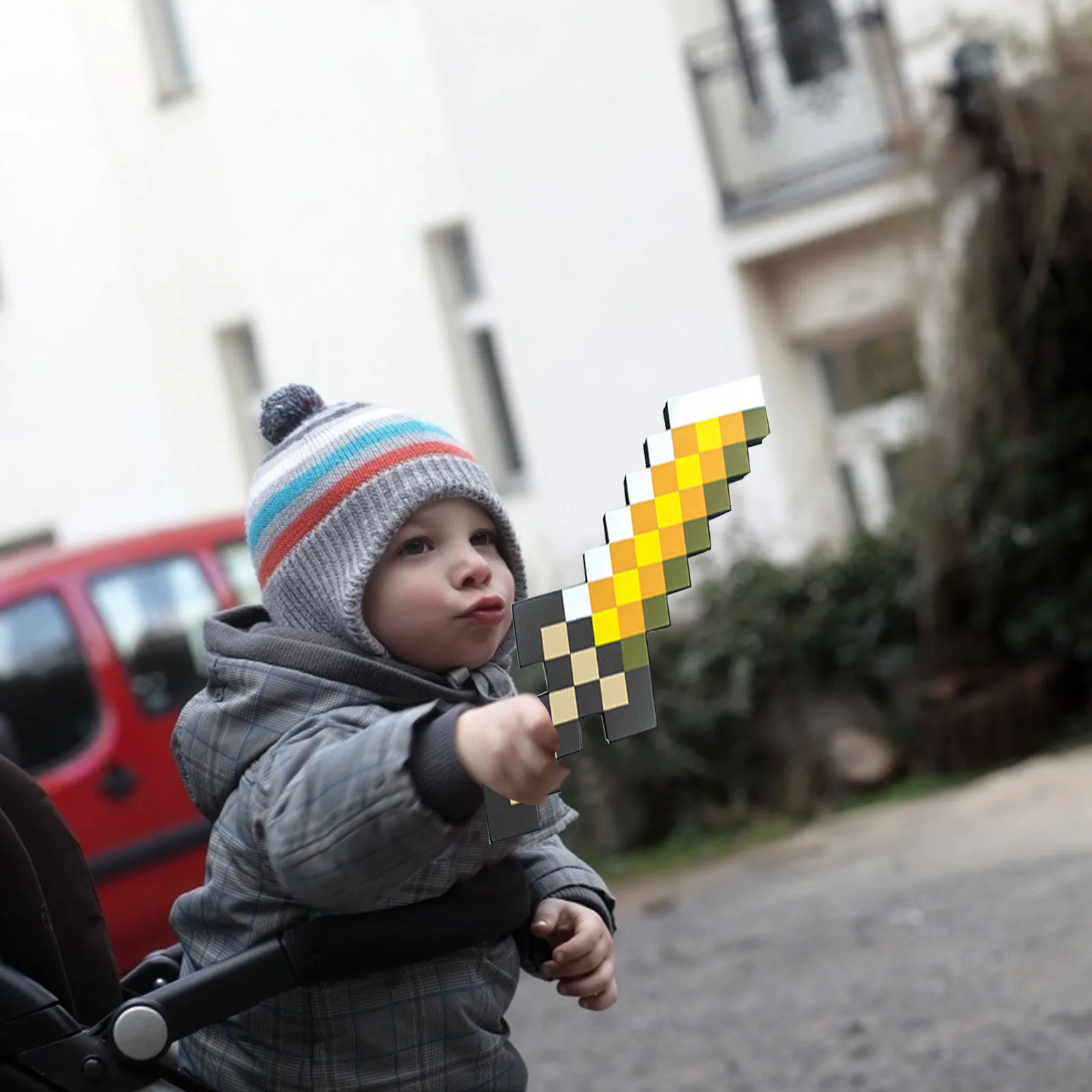 Популярный дизайн синий Алмазный меч мягкая игрушка из вспененного