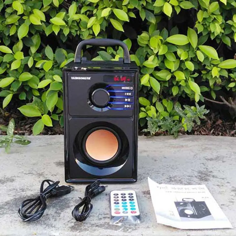 

Wooden HiFi Bluetooth Speaker 2.1 Stereo Subwoofer Portable Speakers With FM Radio And USB Column MP3 music player