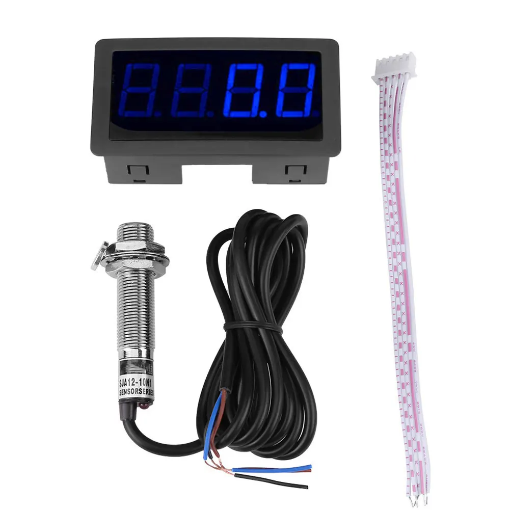 

Tachometer RPM Meter 4 Digital LED Mini Tach Hour Gauge with 10-9999RPM Motor Engine Hall Proximity Switch Sensor NPN