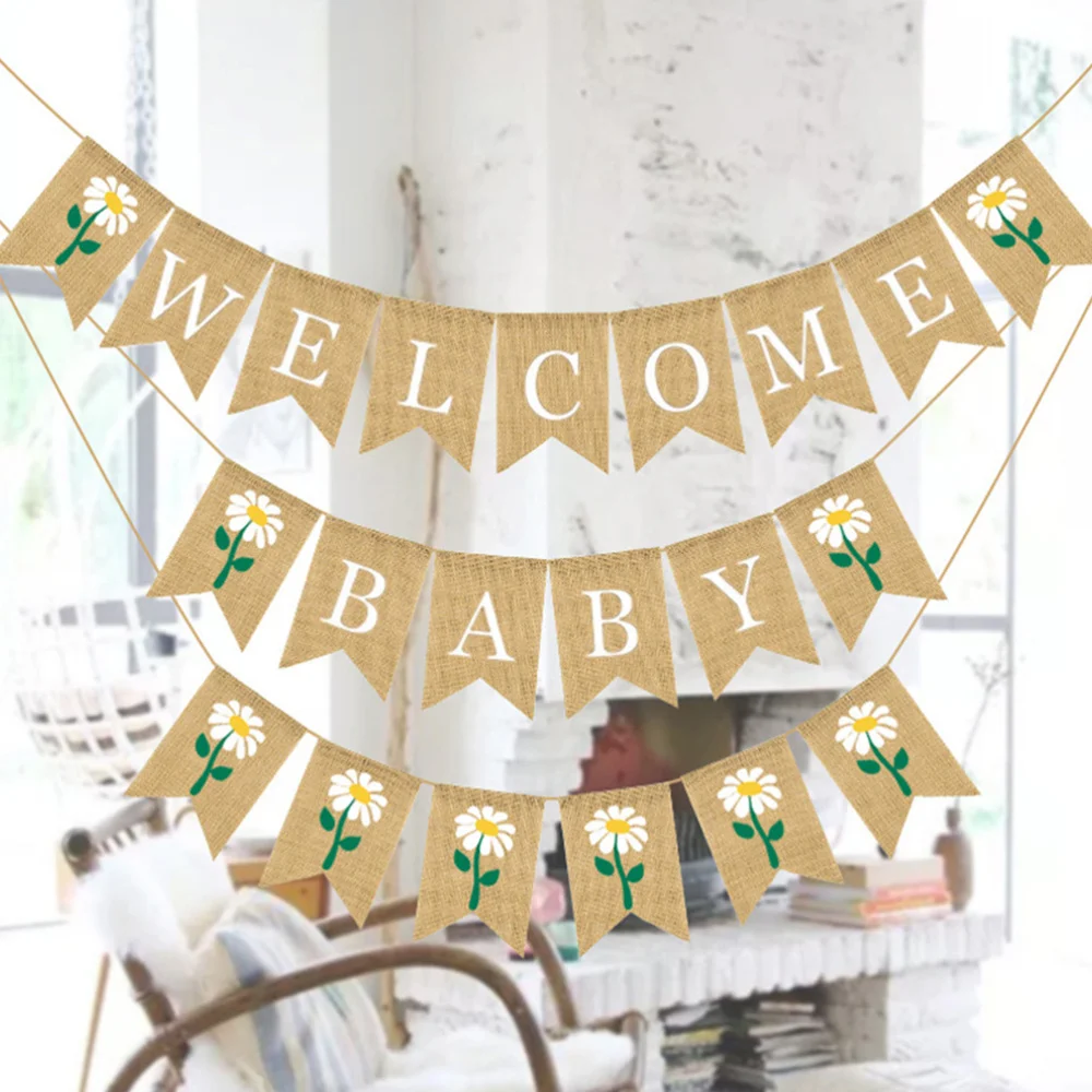 

2Pcs Baptism Burgee Interesting Bunting Banner Baby First Birthday Pennon