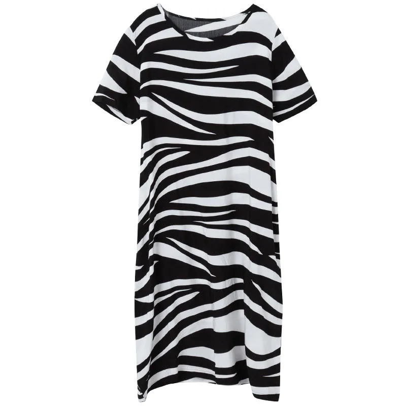 Лето 2020 Корейская версия нового полосатого платья зебры размера плюс для женщин |