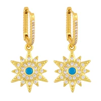 trendy cute hexagram moon earrings ear drop iced out bling charm jewelry cubic zirconia women easc0031