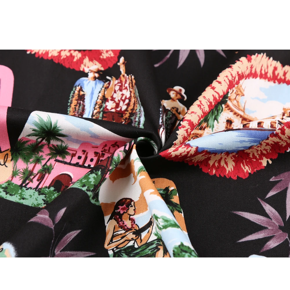 

SISHION Tunic Party Women Summer Dress SD0002 Short Sleeve Plus Size 50s Vintage Boho Y2K 50s 60s Cotton Vintage Black Dress