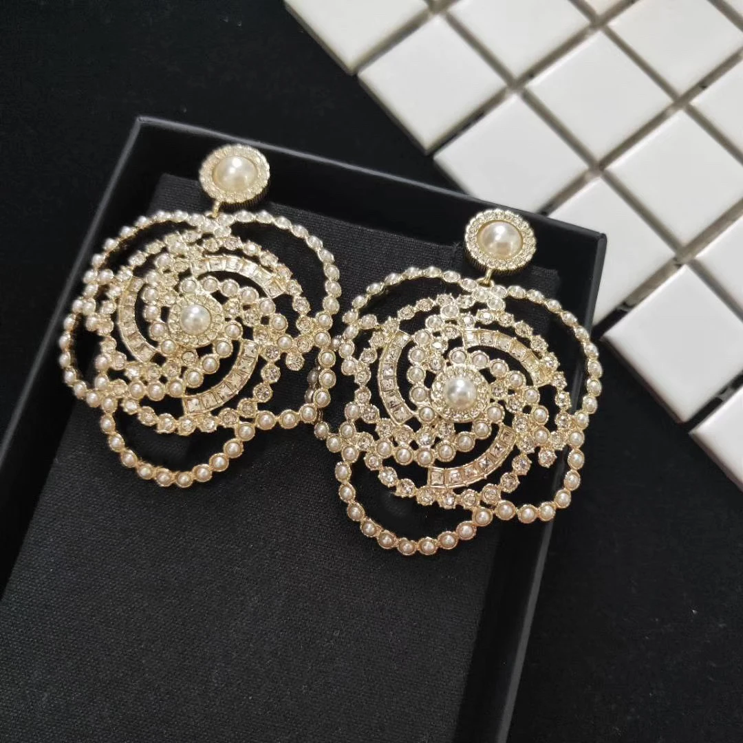 Брендовые модные жемчужные ювелирные изделия золотого цвета серьги в виде