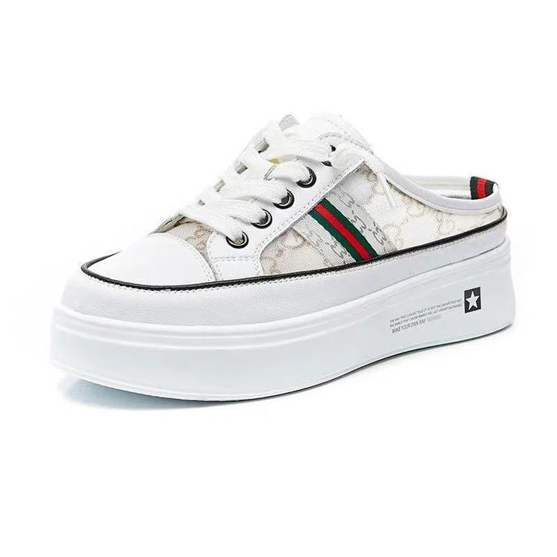 

QIWN Xiaobai Half Slippers Women's 2020 New Versatile Thick Bottomed Muffin Sandals Without Heel