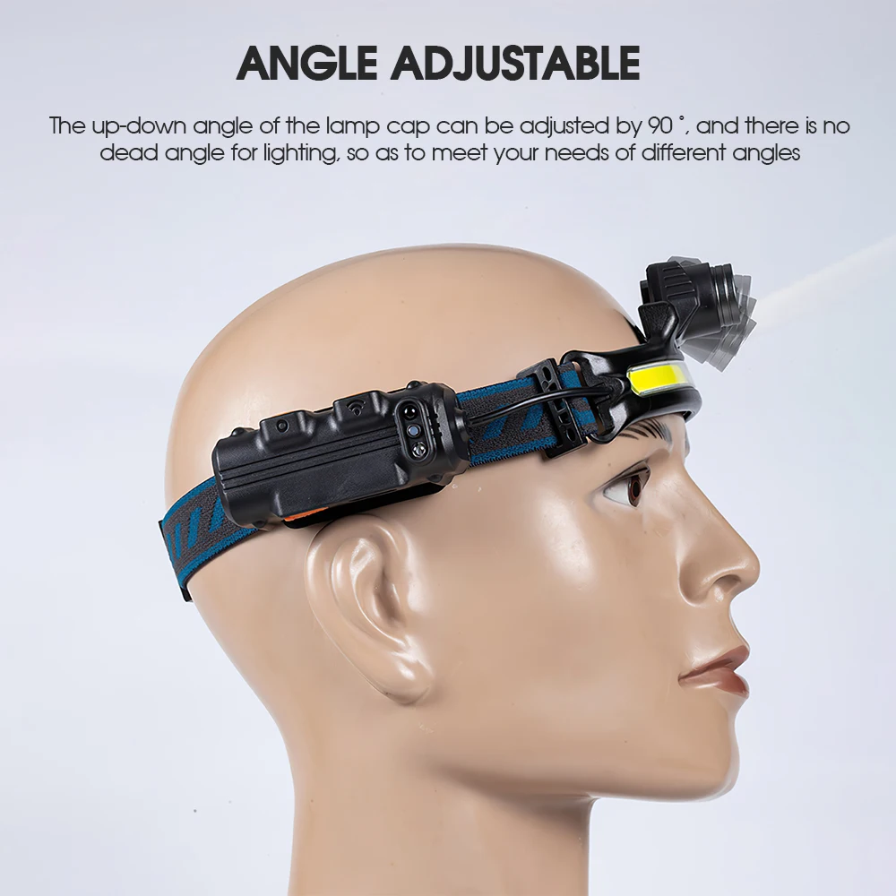 COB Headlamp Portable Zoomable LED Headlight USB Rechargeable Powerful Flashlight Built-in 18650 Battery Head Torch for Fishing | Лампы и