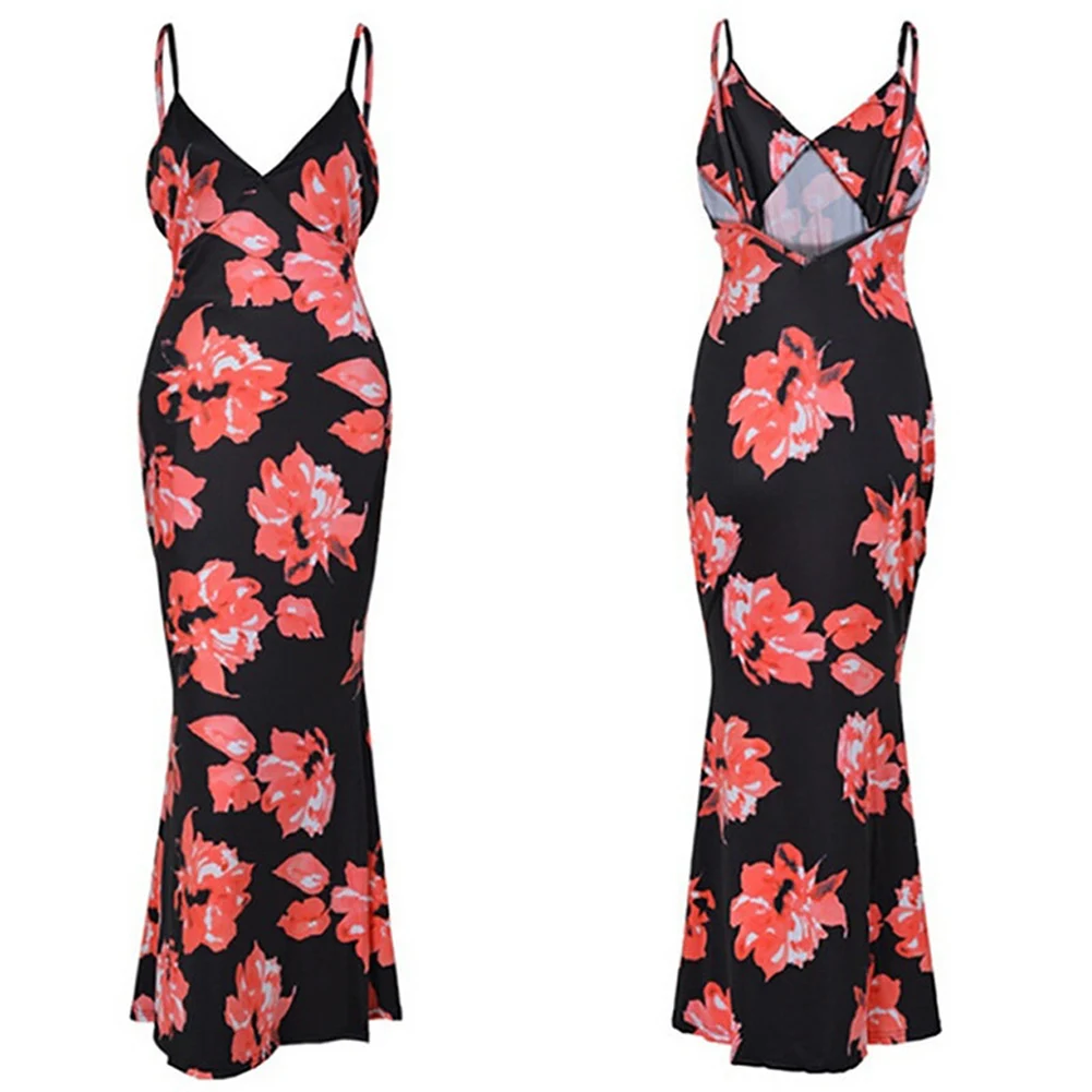 Женское сексуальное платье летняя мода на тонких бретельках цветочный принт