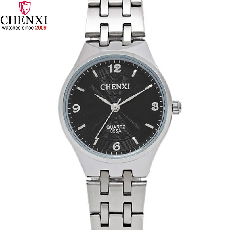 Модные женские повседневные часы CHENXI из серебристой нержавеющей стали