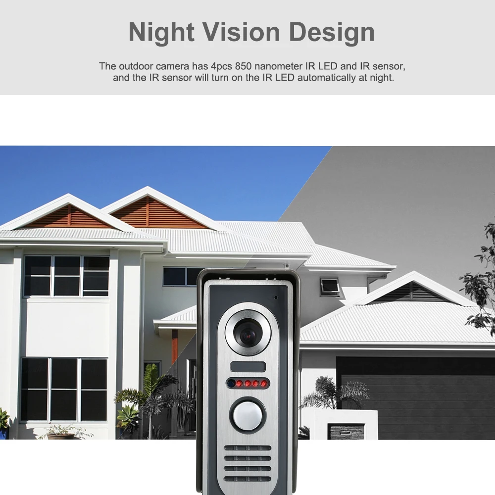 Видеодомофон OWSOO с экраном 7 дюймов домофон дверным звонком водонепроницаемая