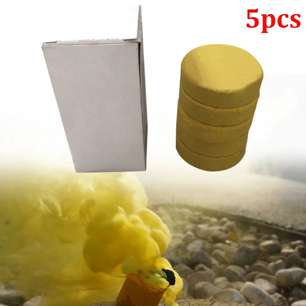 5pcs Yellow Красочный дым таблетки дым торт дым эффект бомба дым бомба фотография помощь игрушка Хэллоуин божественный подарок дымовая шашка цветная - Цвет: 5pcs Yellow