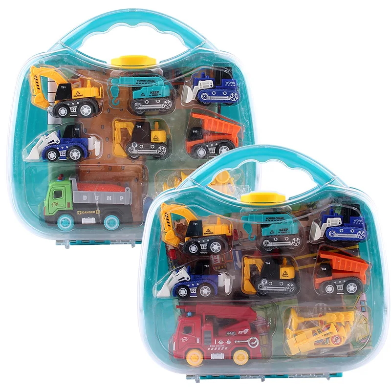 

Engineering Construction Vehicles Toys with Play Mat City Map Trucks Mini Pull Back Cars Playset Toy for Children Christmas Gift