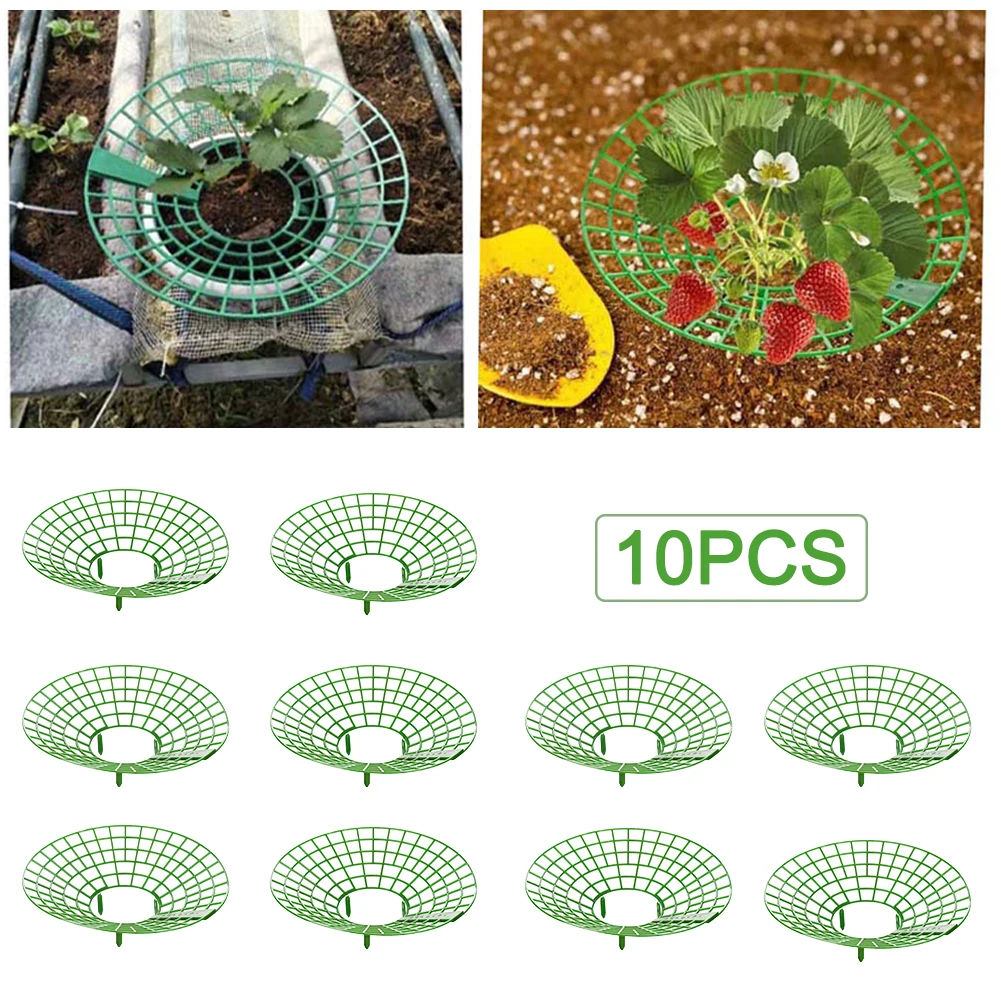 Soporte de fresa verde para el hogar, enrejados de escalada, enrejados, herramientas de jard&iacute;n ligeras, Marco, soporte de Frutas de pl&aacute;stico de plantas, 10 Uds.-5