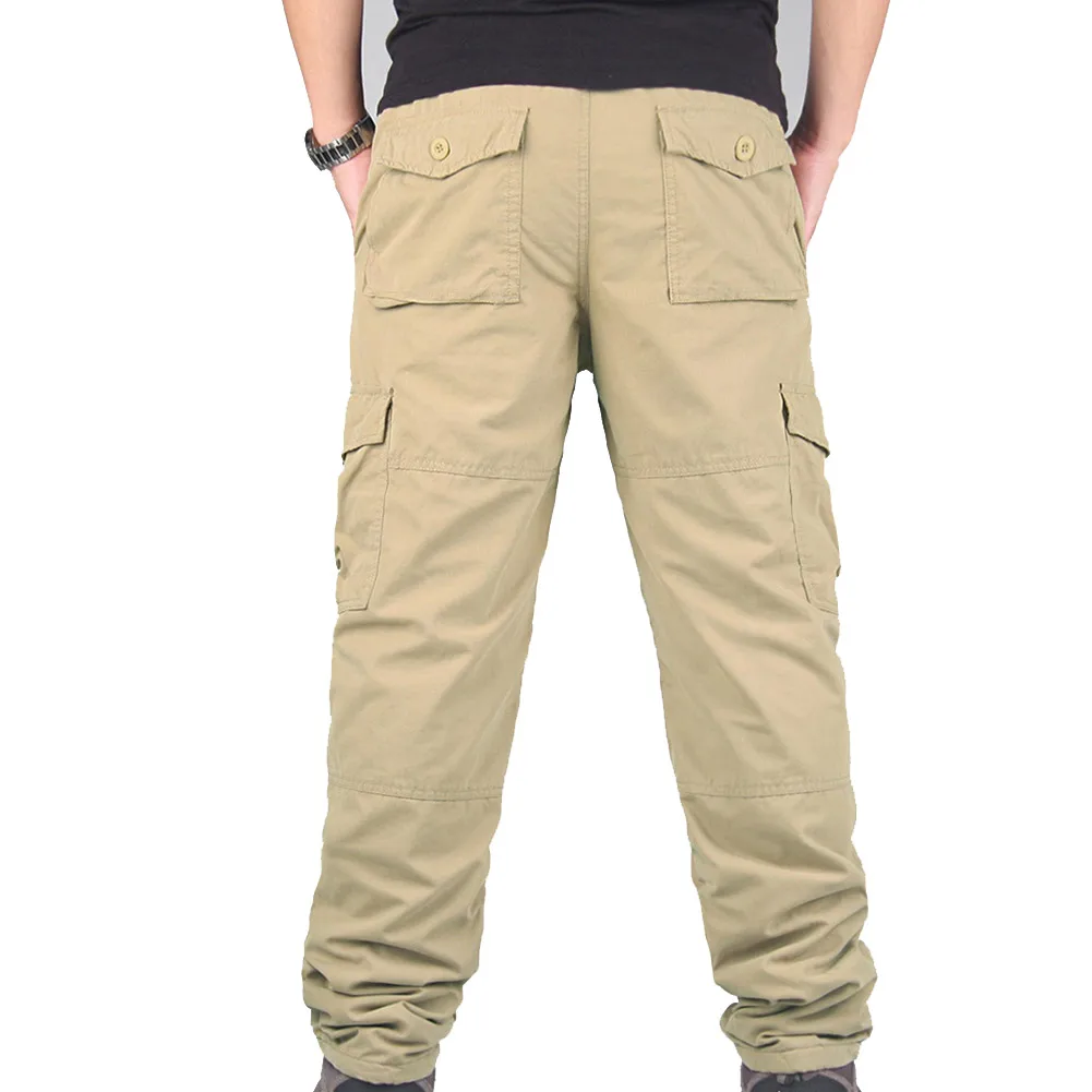 Мужские зимние теплые брюки на флисовой подкладке с несколькими карманами|Штаны