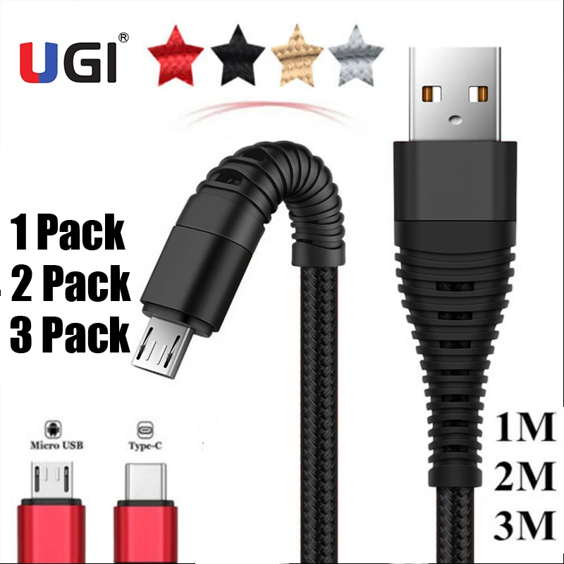

UGI QC3.0 4A Fast Charging Cable Type C USB C Cable Micro USB Android Cable Nylon Quick Charge Data Sync Transfer Mobile Phone