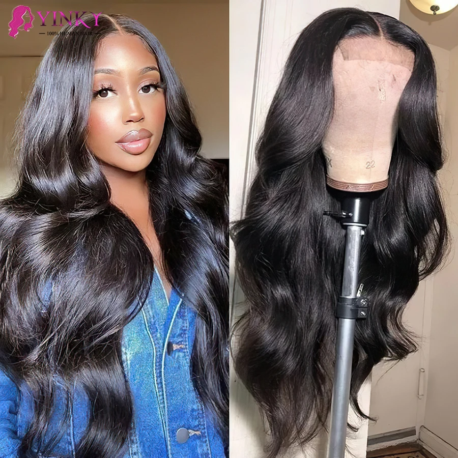 YINKY Body Wave Lace Front Wigs 4x4 Body Wave Closure Wig Human Hair Wigs For Black Women 250 Density Body Wave Lace Wig