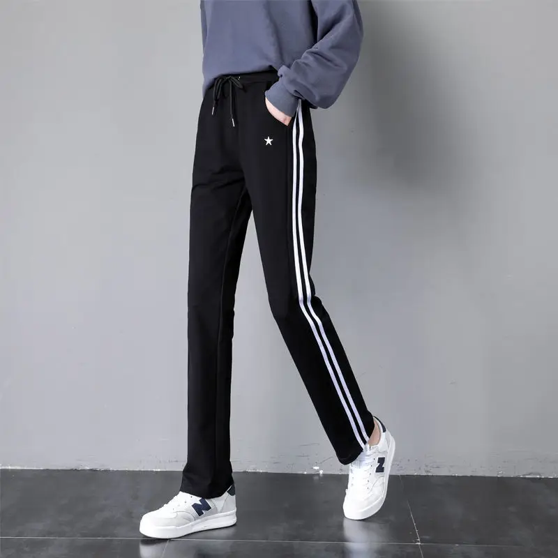 

Cotton Leisure Sports Pants Women's Pants 2021 New Loose and Versatile Season High Waist Girl Student Plush Straight Pants