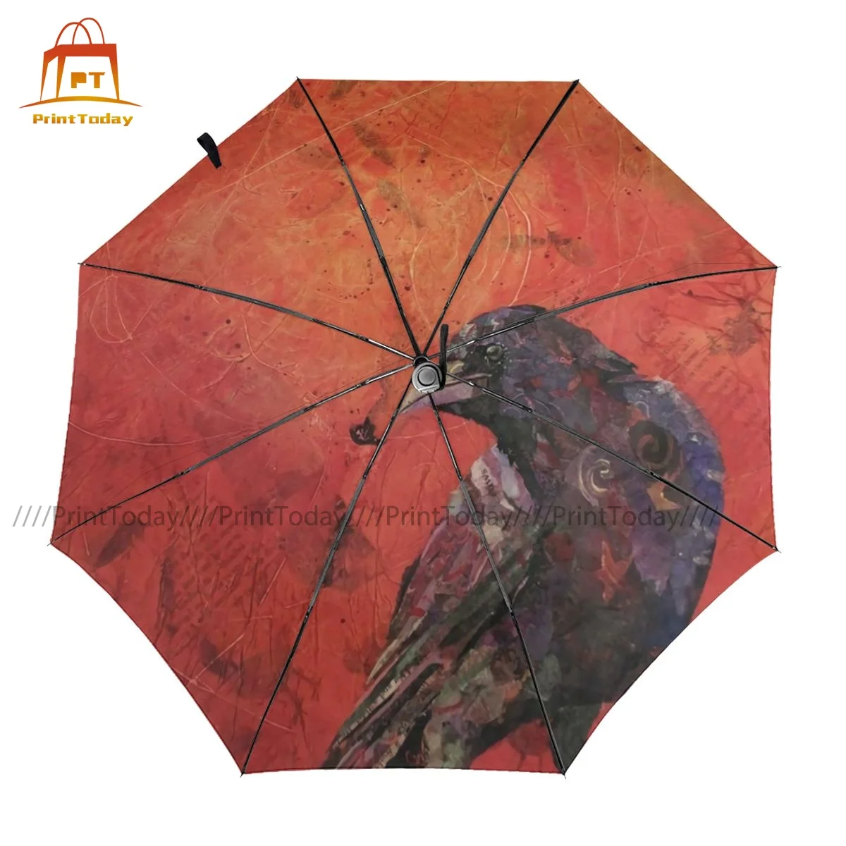 

Raven Umbrella Beautiful Protection Umbrella Auto Painting Portable Outside Umbrella