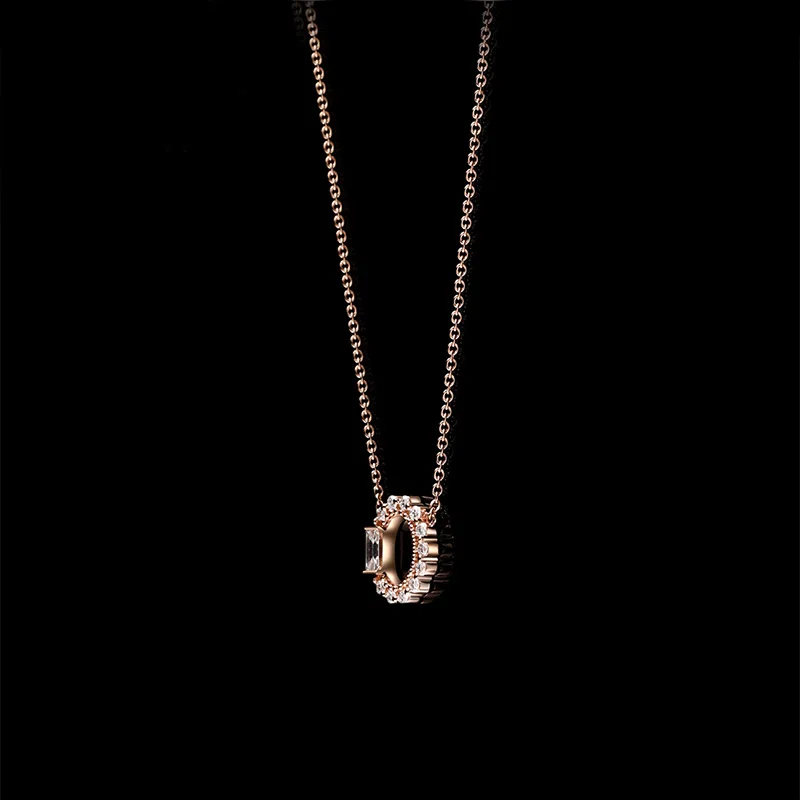 

2021 Fashion SWA Jewelry New Dia Unique Round Necklace Fresh Round Decoration Rose Gold Necklace Female Romantic Luxury Gift