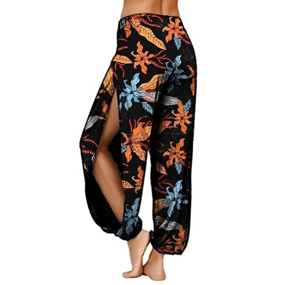 

Fashion Women Floral Print Side Slitting Long Harem Pants Bloomers Yoga Trousers Hot Sales