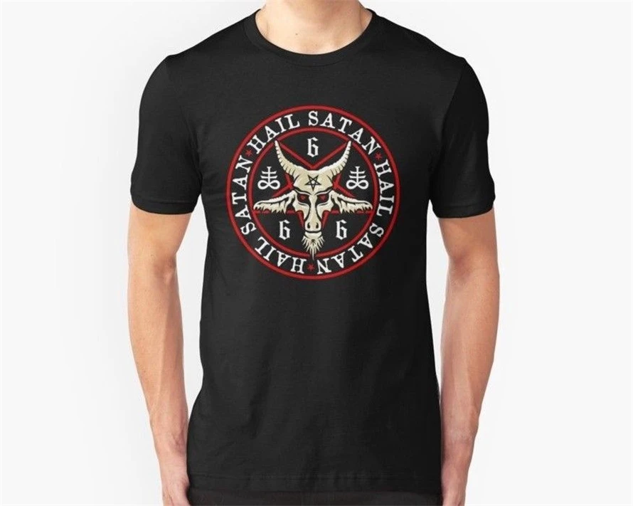 Новинка Мужская футболка с надписью Hail satan Бафомет в оккультном стиле