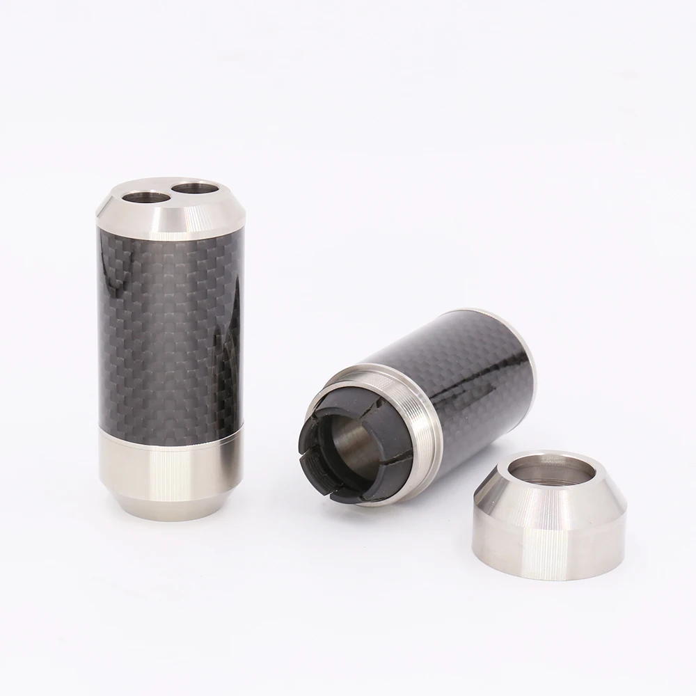 4 Pcs CF1606 Stainless Steel Carbon Fiber Pants Boot Y Splitter 1to 2 For DIY Audio Speaker Cable HI-End