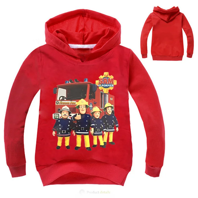 2 16 костюм Пожарный Сэм толстовки свитер для мальчиков Одежда маленьких девочек