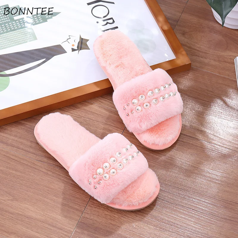 Зимние тапочки женские модные милые домашние на толстой подошве с искусственным